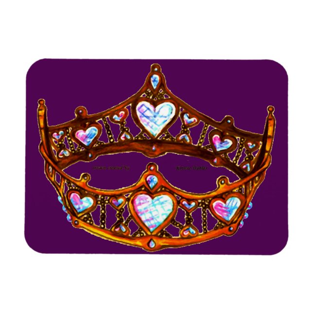 Queen of Hearts Warm Gold Crown Tiara royal purple Magnet (Horizontal)