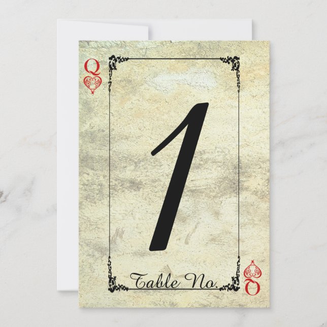 Queen of Hearts Wedding Table Number (Front)