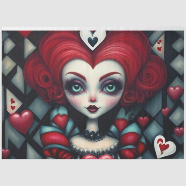 Queen of Hearts Wonderland Decoupage Tissue Paper  (Front)