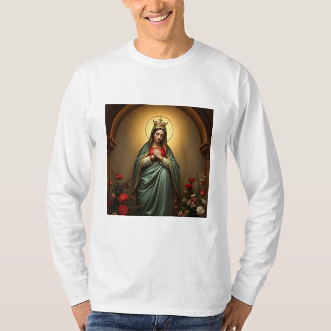 Queen of Heaven Catholic Men's Long Sleeve Tee (Front)