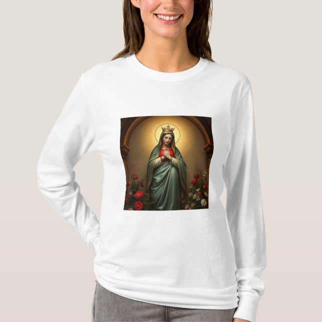 Queen of Heaven Catholic Women's Long Sleeve Tee (Front)