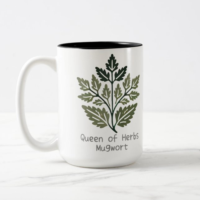 Queen of Herbs Mugwort3 Two-Tone Coffee Mug (Left)