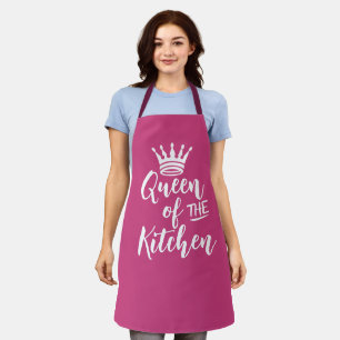 Queen of Kitchen Apron, Pink Personalised Mum Gift Apron