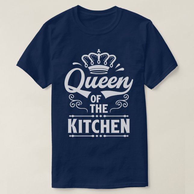 Queen Of Kitchen Cooking Cooker Chef Mum T-Shirt (Design Front)
