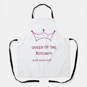 queen of kitchen mauve crown cook chef name apron