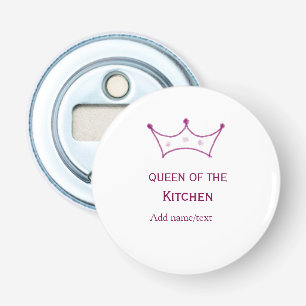 queen of kitchen mauve crown cook chef name bottle opener