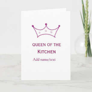 queen of kitchen mauve crown cook chef name card
