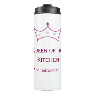 queen of kitchen mauve crown cook chef name thermal tumbler