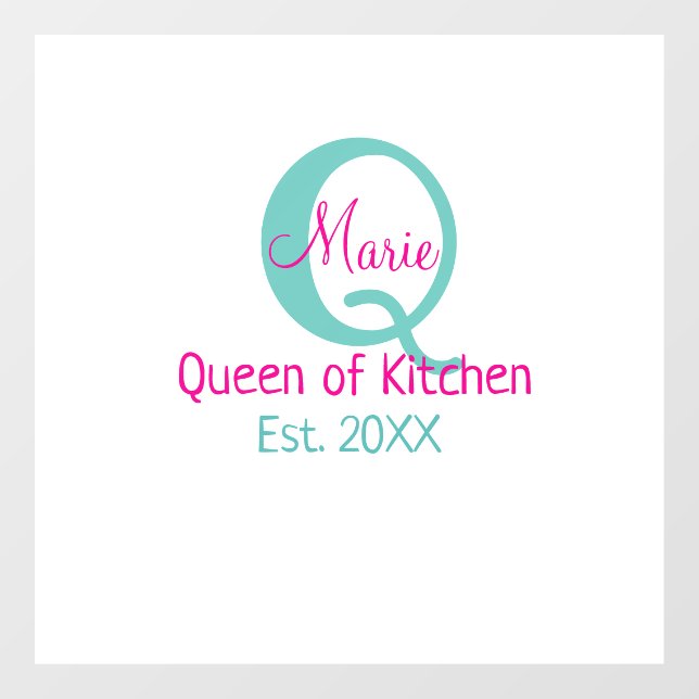 Queen of kitchen monogram green pink simple minima (Sheet)