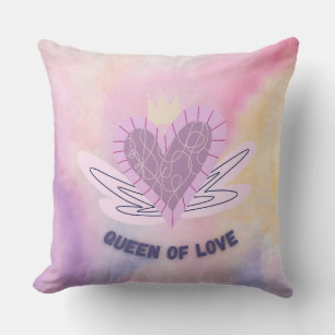 Queen of Love Decorative Pillow – Heart & Crown De