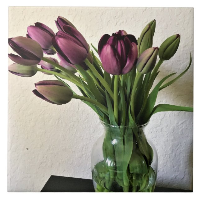 Queen of Night Tulips Ceramic Tile (Front)
