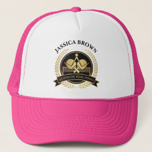 Queen Of Ping Pong Custom Name Golden Color Trucker Hat