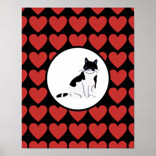 Queen of red hearts cat black white kitty voices poster