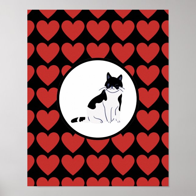 Queen of red hearts cat black white kitty voices poster (Front)