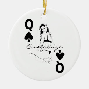 Queen of Spades Bikini Girl Thunder_Cove Ceramic Ornament