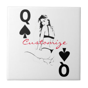 Queen of Spades Bikini Girl Thunder_Cove Ceramic Tile