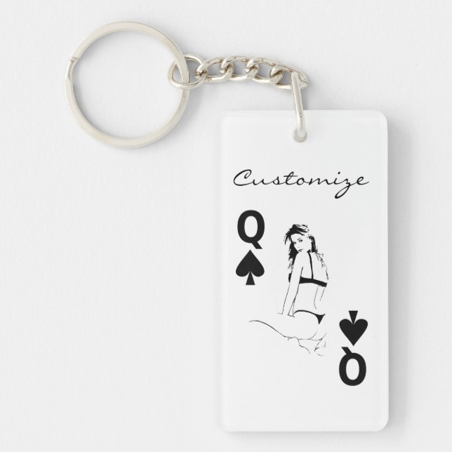 Queen of Spades Bikini Girl Thunder_Cove Key Ring (Front)