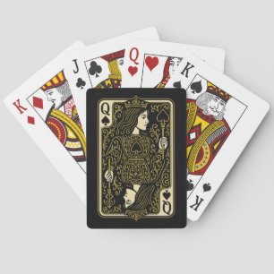 Queen of Spades — Black & Gold Royal Filigree Playing Cards