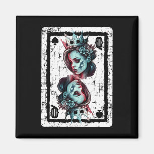 Queen Of Spades Gothic Card Game Halloween Creepy Magnet