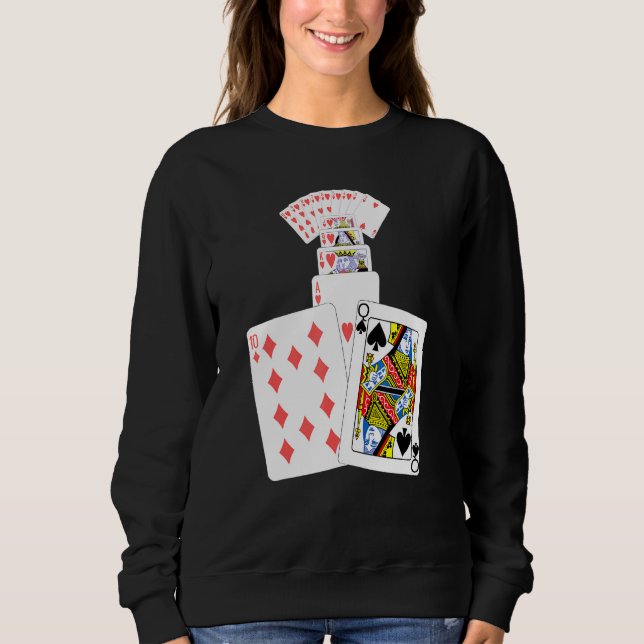 Queen Of Spades Hearts Card Game Players Sweatshirt (Front)