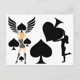 Queen of Spades Holding Black Ace Postcard