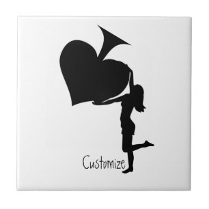 Queen of Spades Holding Black Ace Thunder_Cove Ceramic Tile