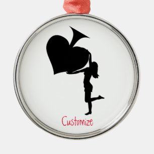 Queen of Spades Holding Black Ace Thunder_Cove Metal Ornament