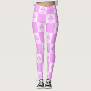 Queen of Spades Leggings Cute Pink Checkers QoS