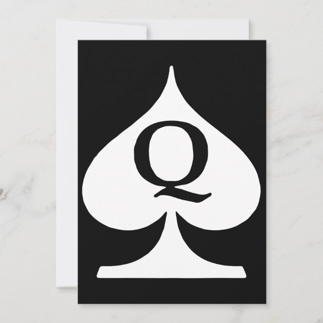 Queen Of Spades Letter Q Deck Of Cards Poker Symbo (Front)