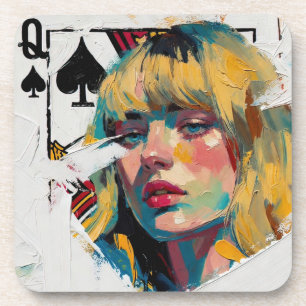 Queen of Spades Oil Painting Coaster