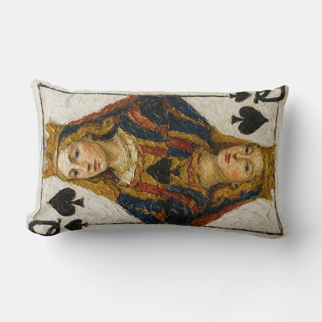 Queen of Spades Oil Painting Lumbar Cushion (Front)