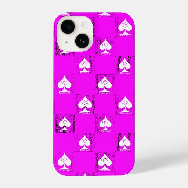 Queen of Spades Phone Case Pink White Checkers QoS (Back)