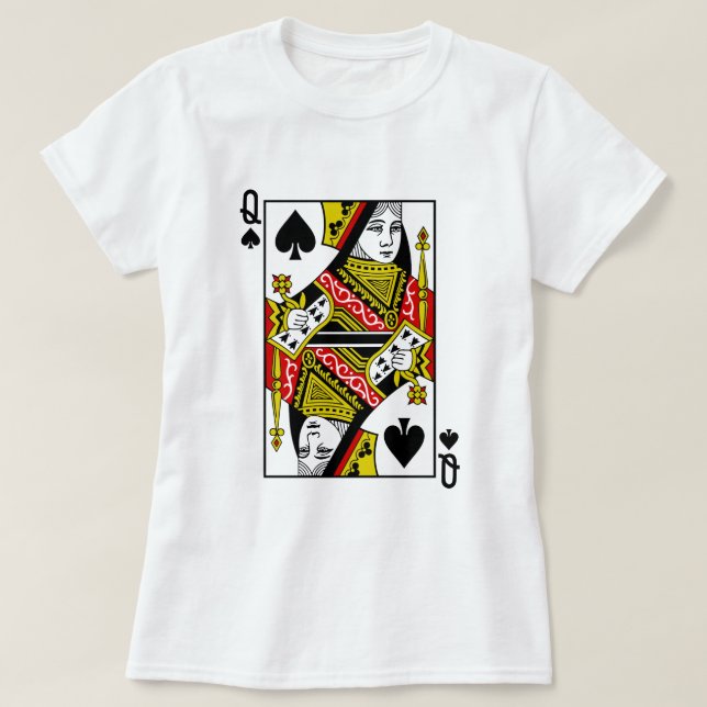 Queen of Spades Playing Cards T-Shirt (Design Front)