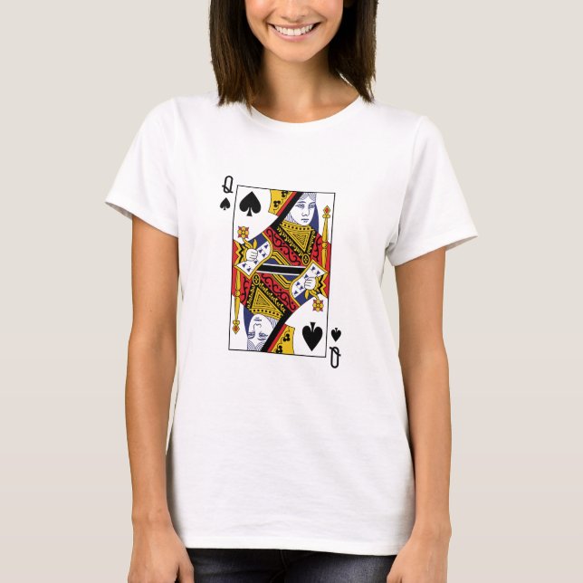 Queen of Spades Poker Casino Playing Card T-Shirt (Front)