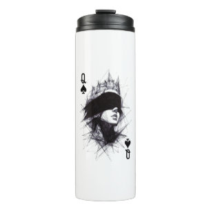 Queen of Spades (Style 3) Fine Art Drawing Thermal Tumbler