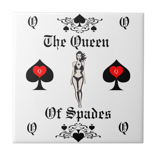 Queen of Spades Tarot Card Thunder_Cove Ceramic Tile (Front)