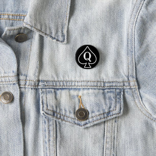 Queen of Spades Tattoo QOS Button Badge