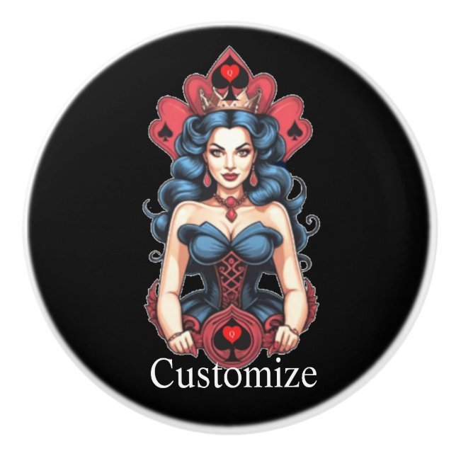 Queen of Spades Thunder_Cove Ceramic Knob (Front)