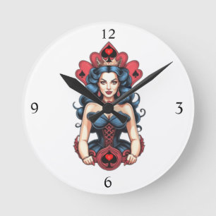Queen of Spades Thunder_Cove Round Clock