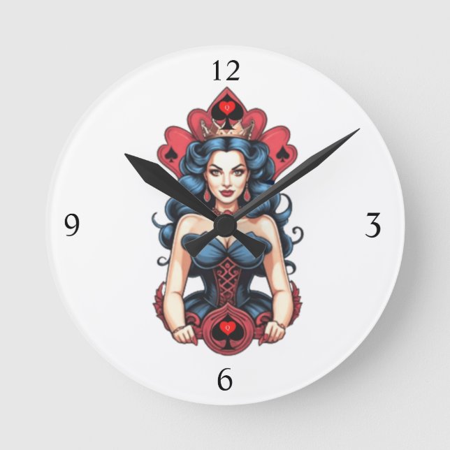 Queen of Spades Thunder_Cove Round Clock (Front)