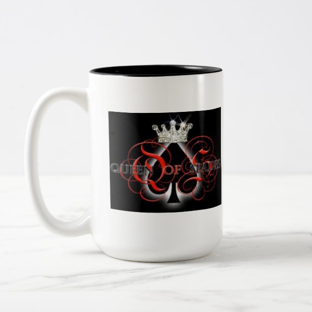 Queen Of Spades Two-Tone Coffee Mug (Left)