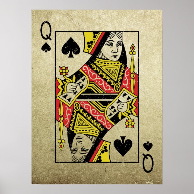 Queen of Spades Vintage Style Playing Cards Poster (Front)