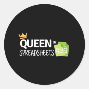 Queen of spreadsheets classic round sticker