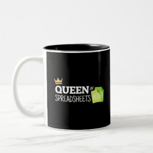 Queen of spreadsheets Two-Tone coffee mug