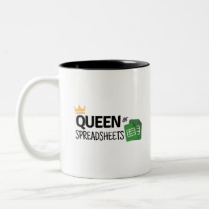 Queen of spreadsheets Two-Tone coffee mug