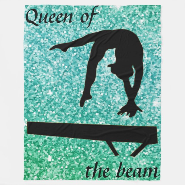 Queen of the beam Gymnastics Fleece Blanket (Front)