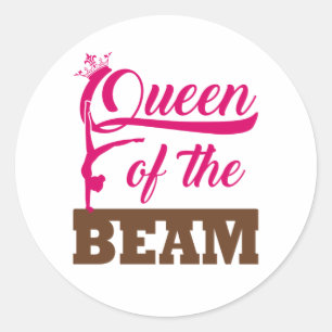 Queen of the Beam Gymnastics Girls Classic Round Sticker