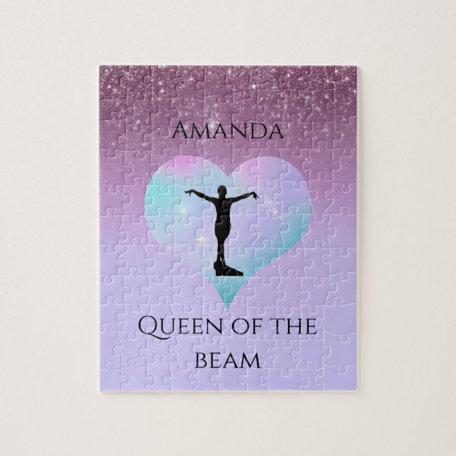 Queen Of The Beam Gymnastics Purple Ombre Glitter Jigsaw Puzzle (Vertical)