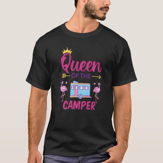 Queen Of The Camper Camping Vacation Summer Trip R T-Shirt (Front)