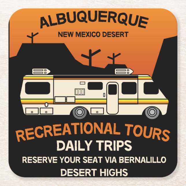 Queen of the Camper - Funny Camping RV Caravan  Square Paper Coaster (Front)